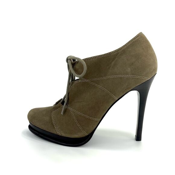 DVF Diane Von Furstenberg Guardian Stiletto Platform Bootie Sz 6.5 Tan Kid Suede - Picture 2 of 15